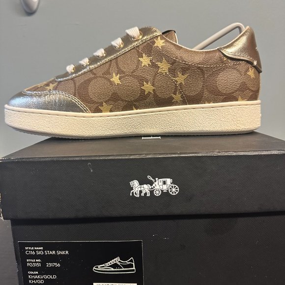 Coach Khaki Gold with Star Print Sneaker - Picture 2 of 4